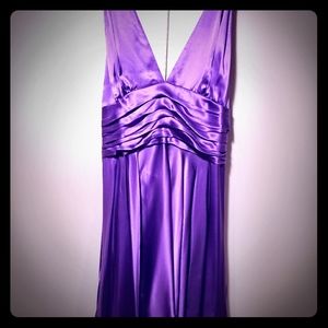 Haylie & Zoe Purple Sateen Flowy Halter Dress
